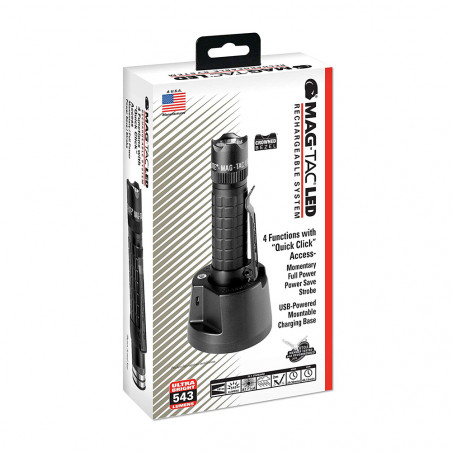 Linterna Maglite® MAG-TAC POLICIAL RECARGABLE con corona – negra