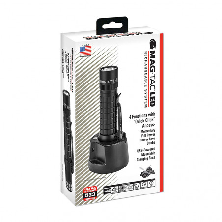 Linterna Maglite® MAG-TAC MILITAR RECARGABLE sin corona – negra