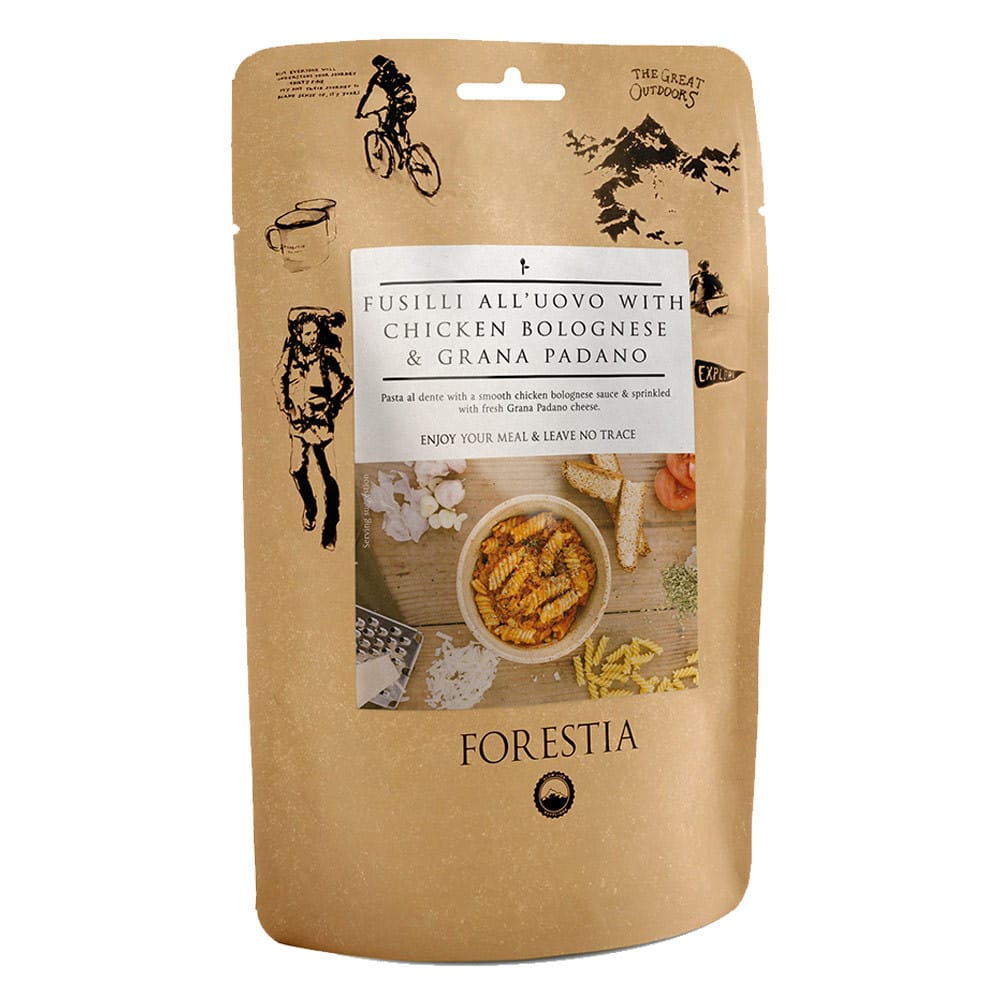 Pouch 350 g Forestia - Fusili al huevo con boloñesa de pollo