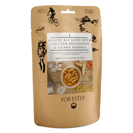 Pouch 350 g Forestia - Fusili al huevo con boloñesa de pollo