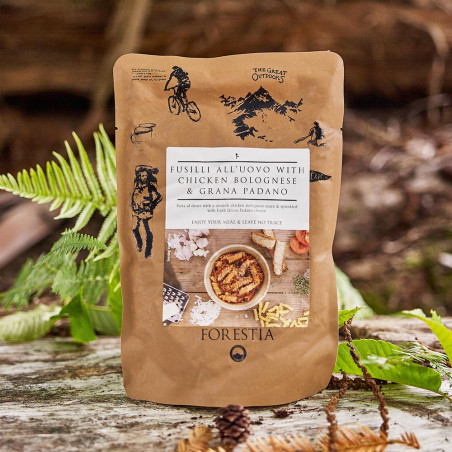 Pouch 350 g Forestia - Fusili al huevo con boloñesa de pollo
