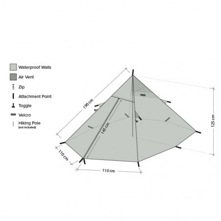 DD Hammocks Superlight Pyramid Tent - Tienda de campaña individual