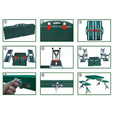 Mesa plegable Hosa PICNIC MALETA - verde