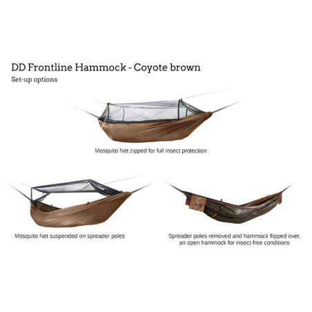 DD Hammocks Frontline Hammock marrón coyote - Hamaca de bushcraft