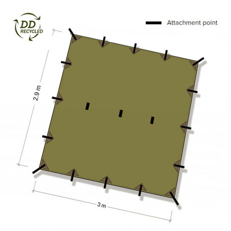 DD Hammocks Recycled Tarp 3x3 - Verde bosque - Toldo Bushcraft
