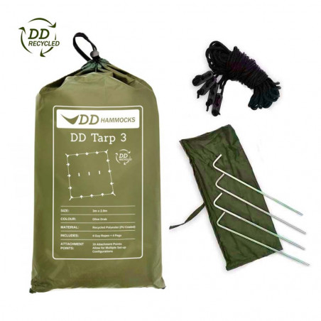 DD Hammocks Recycled Tarp 3x3 - Verde bosque - Toldo Bushcraft