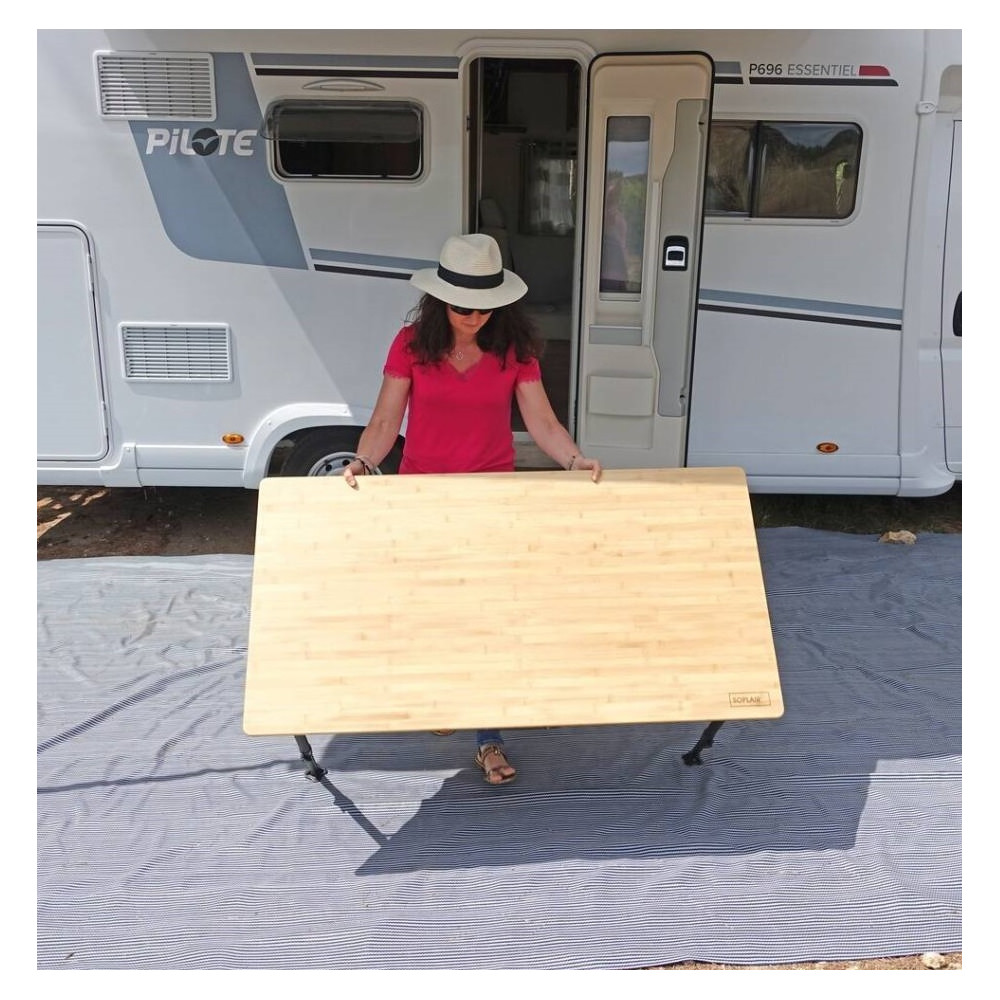 Table De Camping Agora 4 Personnes Soplair - Plateau Bambou, Pieds Aluminium Réglables, Pliable, Charge 30 Kg - 5