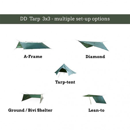 DD Hammocks Recycled Tarp 3x3 - Verde bosque - Toldo Bushcraft