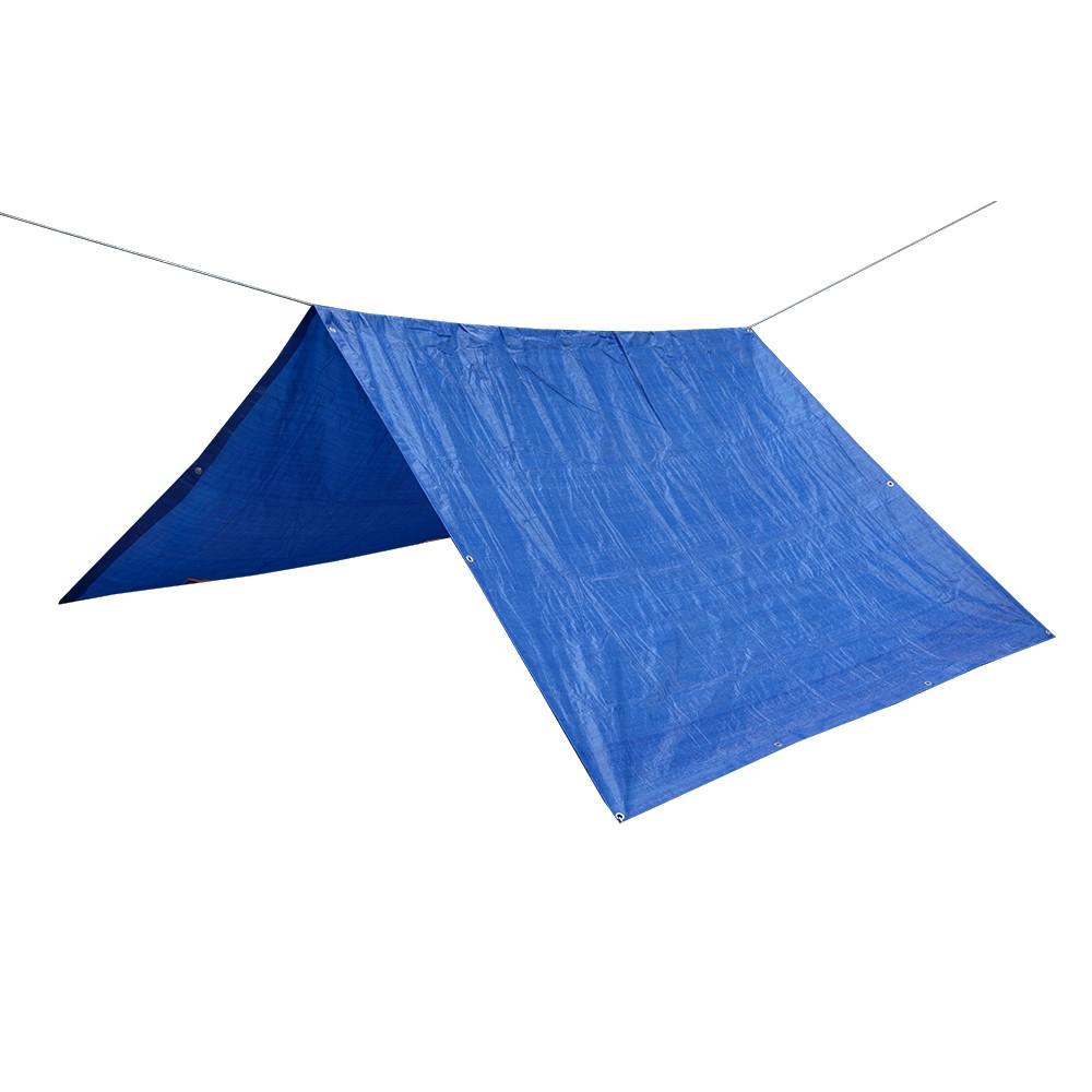 Toldo lona impermeable REFUGIO RAFIA 3 X 4 con cuerda nylon de 20 m - azul  – Camping Sport